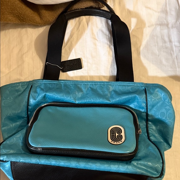Coach Blue and Black unisex tote bag large 30x20 inch - Picture 1 of 16
